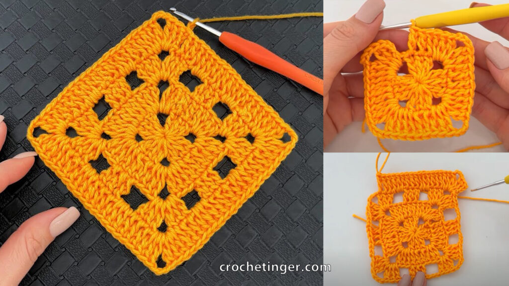 CROCHET SQUARE WITH DIFFERENT HIGHLIGHTS