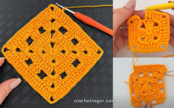 CROCHET SQUARE WITH DIFFERENT HIGHLIGHTS