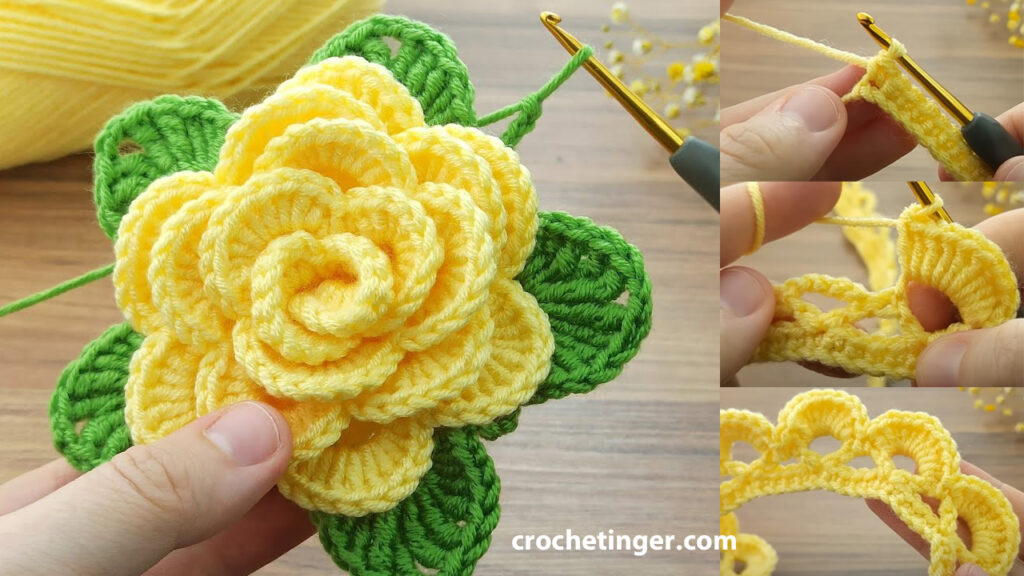 How To Crochet A Very Easy Rose Flower Motif Making for Beginners